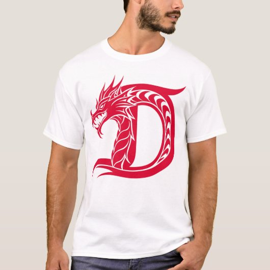 Dragon Styled Letter D, Dragon Alphabet, Monogram T-shirt (Voorkant)