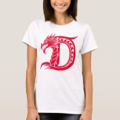 Dragon Styled Letter D, Dragon Alphabet, Monogram T-shirt (Voorkant)