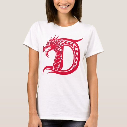 Dragon Styled Letter D, Dragon Alphabet, Monogram T-shirt (Voorkant)