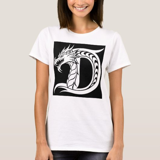 Dragon Styled Letter D, Dragon Alphabet, Monogram T-shirt (Voorkant)