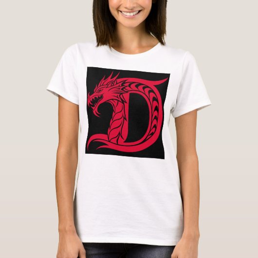 Dragon Styled Letter D, Dragon Alphabet, Monogram T-shirt (Voorkant)