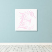 Dragon Styled Letter E, Dragon Alphabet, Monogram Canvas Afdruk (Insitu (Houten vloer))