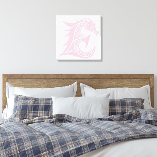 Dragon Styled Letter E, Dragon Alphabet, Monogram Canvas Afdruk (Insitu (Slaapkamer))