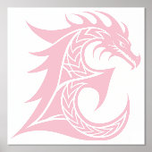 Dragon Styled Letter E, Dragon Alphabet, Monogram Folie Afdrukken (Voorkant)
