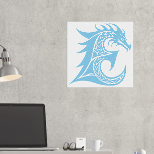 Dragon Styled Letter E, Dragon Alphabet, Monogram Folie Afdrukken