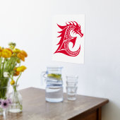Dragon Styled Letter E, Dragon Alphabet, Monogram Folie Afdrukken (Laag (Keuken))