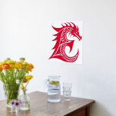 Dragon Styled Letter E, Dragon Alphabet, Monogram Folie Afdrukken (Laag (Keuken))