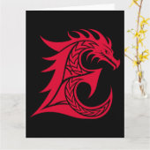 Dragon Styled Letter E, Dragon Alphabet, Monogram Kaart (Gele Bloem)