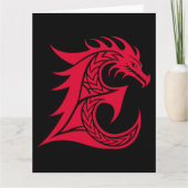 Dragon Styled Letter E, Dragon Alphabet, Monogram Kaart (Voorkant)