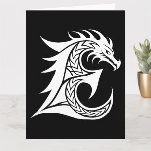 Dragon Styled Letter E, Dragon Alphabet, Monogram Kaart