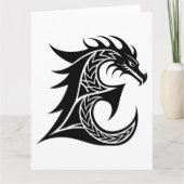 Dragon Styled Letter E, Dragon Alphabet, Monogram Kaart (Voorkant)
