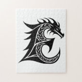 Dragon Styled Letter E, Dragon Alphabet, Monogram Legpuzzel (Verticaal)
