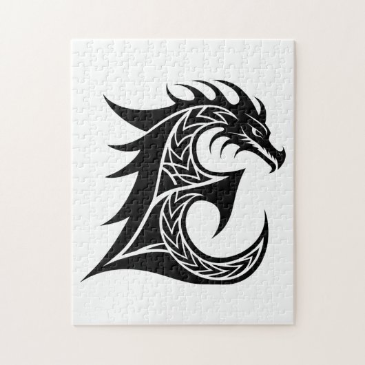 Dragon Styled Letter E, Dragon Alphabet, Monogram Legpuzzel (Verticaal)