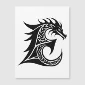 Dragon Styled Letter E, Dragon Alphabet, Monogram Magnetische Uitnodiging (Voorkant)