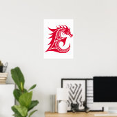 Dragon Styled Letter E, Dragon Alphabet, Monogram Poster (Thuiskantoor)