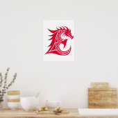Dragon Styled Letter E, Dragon Alphabet, Monogram Poster (Keuken)