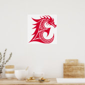 Dragon Styled Letter E, Dragon Alphabet, Monogram Poster (Keuken)