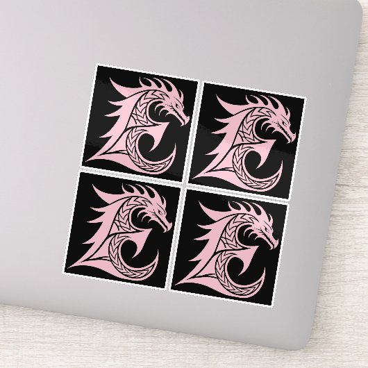 Dragon Styled Letter E, Dragon Alphabet, Monogram Sticker (Detail)