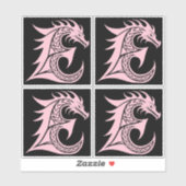 Dragon Styled Letter E, Dragon Alphabet, Monogram Sticker (Vel)