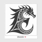 Dragon Styled Letter E, Dragon Alphabet, Monogram Sticker (Vel)
