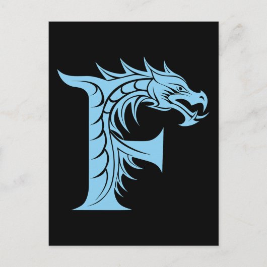 Dragon Styled Letter F, Dragon Alphabet, Monogram Briefkaart (Voorkant)