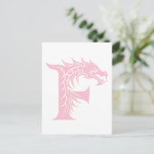 Dragon Styled Letter F, Dragon Alphabet, Monogram Briefkaart (Staand voorkant)