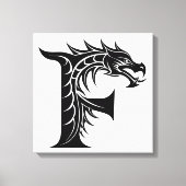 Dragon Styled Letter F, Dragon Alphabet, Monogram Canvas Afdruk (Voorkant)