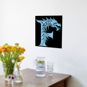 Dragon Styled Letter F, Dragon Alphabet, Monogram Folie Afdrukken (Laag (Keuken))