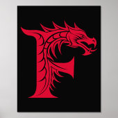 Dragon Styled Letter F, Dragon Alphabet, Monogram Folie Afdrukken (Voorkant)