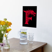 Dragon Styled Letter F, Dragon Alphabet, Monogram Folie Afdrukken (Laag (Keuken))