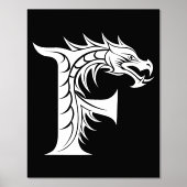 Dragon Styled Letter F, Dragon Alphabet, Monogram Folie Afdrukken (Voorkant)