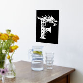 Dragon Styled Letter F, Dragon Alphabet, Monogram Folie Afdrukken (Laag (Keuken))