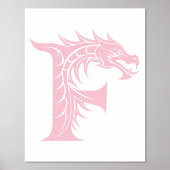 Dragon Styled Letter F, Dragon Alphabet, Monogram Folie Afdrukken (Voorkant)