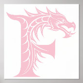 Dragon Styled Letter F, Dragon Alphabet, Monogram Folie Afdrukken (Voorkant)