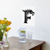 Dragon Styled Letter F, Dragon Alphabet, Monogram Folie Afdrukken (Laag (Keuken))
