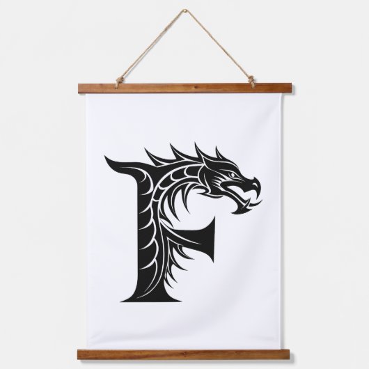 Dragon Styled Letter F, Dragon Alphabet, Monogram Hangend Wandkleed (Voorkant)
