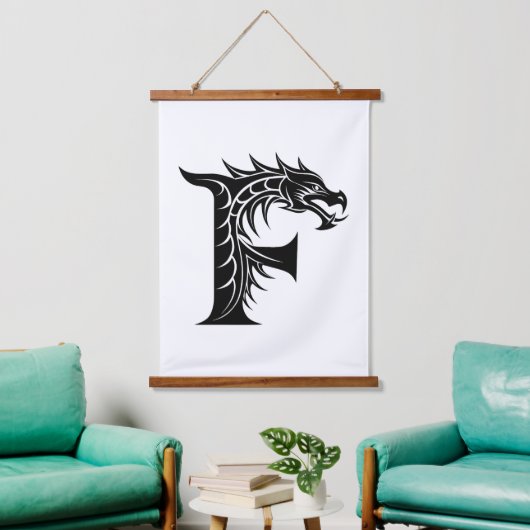 Dragon Styled Letter F, Dragon Alphabet, Monogram Hangend Wandkleed (Woonkamer)