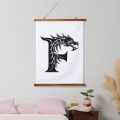 Dragon Styled Letter F, Dragon Alphabet, Monogram Hangend Wandkleed (Slaapkamer)