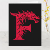 Dragon Styled Letter F, Dragon Alphabet, Monogram Kaart (Gele Bloem)
