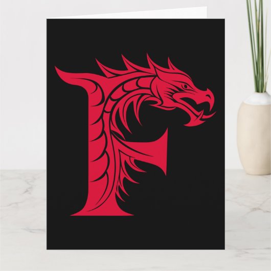 Dragon Styled Letter F, Dragon Alphabet, Monogram Kaart (Voorkant)