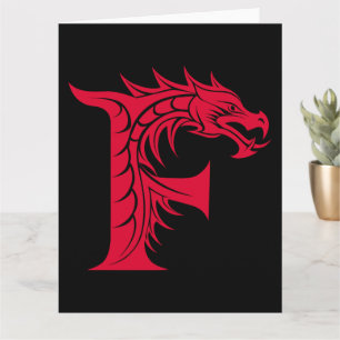 Dragon Styled Letter F, Dragon Alphabet, Monogram Kaart