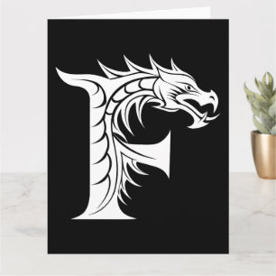 Dragon Styled Letter F, Dragon Alphabet, Monogram Kaart