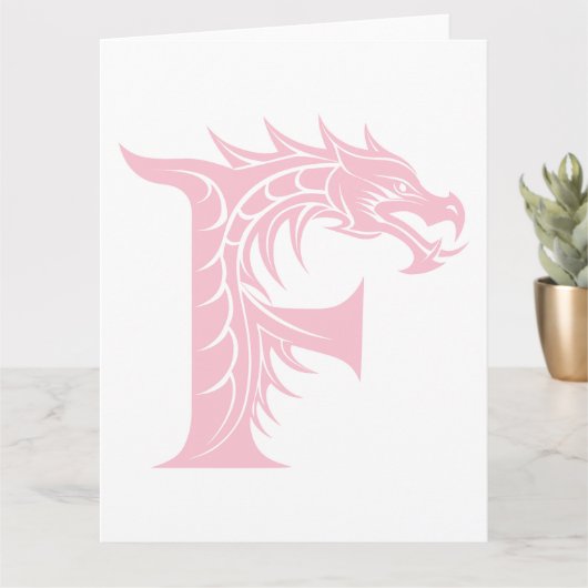 Dragon Styled Letter F, Dragon Alphabet, Monogram Kaart (Kleine Plant)