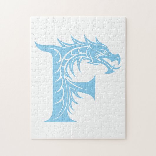 Dragon Styled Letter F, Dragon Alphabet, Monogram Legpuzzel (Verticaal)