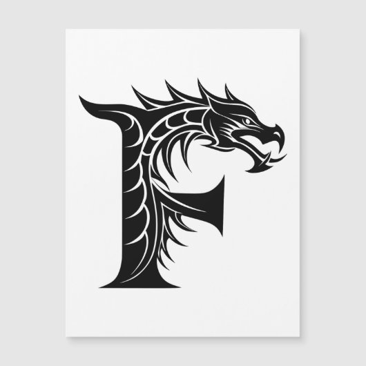 Dragon Styled Letter F, Dragon Alphabet, Monogram Magnetische Uitnodiging (Voorkant)