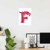 Dragon Styled Letter F, Dragon Alphabet, Monogram Poster (Thuiskantoor)