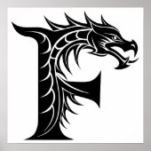 Dragon Styled Letter F, Dragon Alphabet, Monogram Poster (Voorkant)