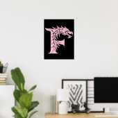 Dragon Styled Letter F, Dragon Alphabet, Monogram Poster (Thuiskantoor)