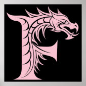 Dragon Styled Letter F, Dragon Alphabet, Monogram Poster (Voorkant)