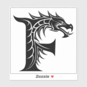 Dragon Styled Letter F, Dragon Alphabet, Monogram Sticker (Vel)